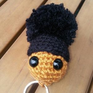 Crochet Afro Puff Keychains